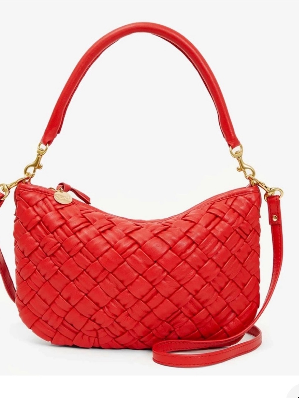 Clare V Red Woven Puffy Leather Petit Moyen Bag